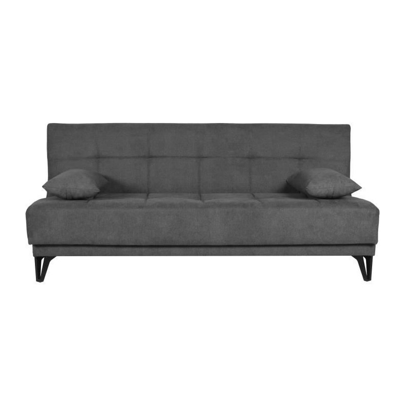 Banquette convertible 3 places - LIMRA - Tissu gris clair - 2 coussins Banquette convertible 3 places - LIMRA - Tissu gris clair - 2 coussins