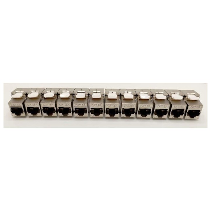Pack de 12 noyaux keystone RJ45 Cat.6a - LINEAIRE - PR24AS12 - Court - Blindé