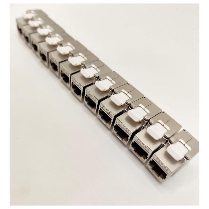 Pack de 12 noyaux keystone RJ45 Cat.6a - LINEAIRE - PR24AS12 - Court - Blindé
