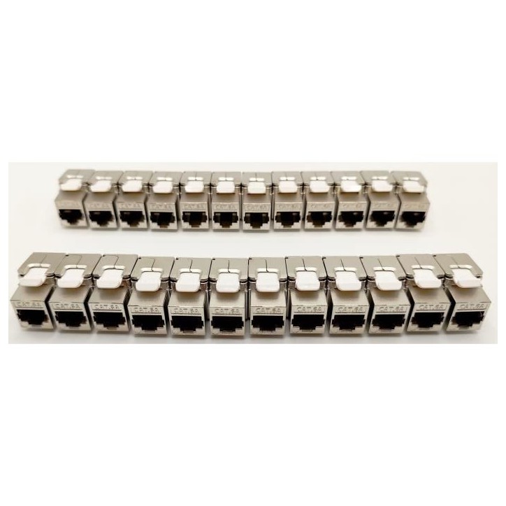 Pack de 24 noyaux keystone RJ45 Cat.6a - LINEAIRE - PR24AS24 - Court - Blindé