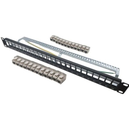 Panneau de brassage 24 ports + 24 noyaux keystone RJ45 Cat.6a - LINEAI