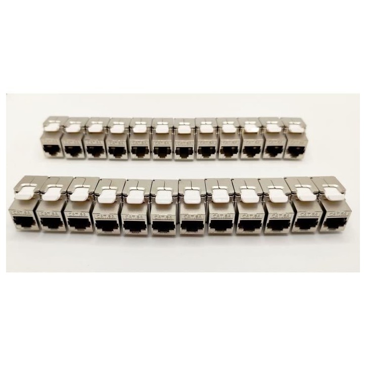 Panneau de brassage 24 ports + 24 noyaux keystone RJ45 Cat.6a - LINEAIRE - KIT5024AS - Courts - Blindés Panneau de brassage 24 ports + 24 noyaux keystone RJ45 Cat.6a - LINEAIRE - KIT5024AS - Courts - Blindés