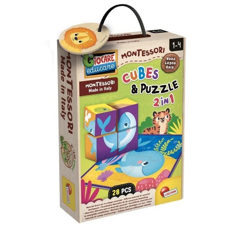 Jeu créatif 2-en-1 - LISCIANI - Montessori Baby Bois - Cubes et puzzle - Observation et dextérité - Bois et carton Jeu créatif 2-en-1 - LISCIANI - Montessori Baby Bois - Cubes et puzzle - Observation et dextérité - Bois et carton