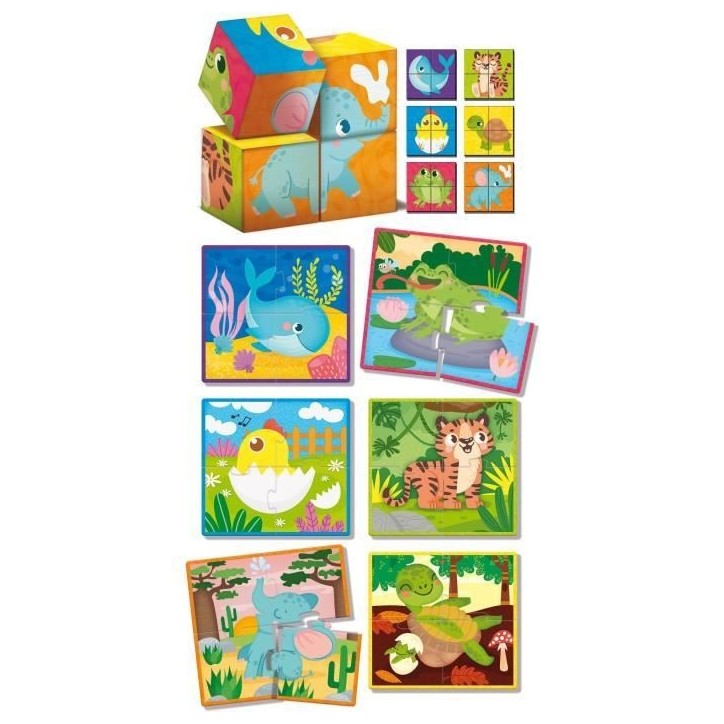 Jeu créatif 2-en-1 - LISCIANI - Montessori Baby Bois - Cubes et puzzle - Observation et dextérité - Bois et carton Jeu créatif 2-en-1 - LISCIANI - Montessori Baby Bois - Cubes et puzzle - Observation et dextérité - Bois et carton