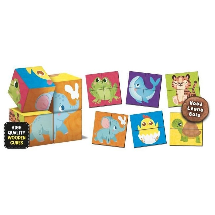 Jeu créatif 2-en-1 - LISCIANI - Montessori Baby Bois - Cubes et puzzle - Observation et dextérité - Bois et carton Jeu créatif 2-en-1 - LISCIANI - Montessori Baby Bois - Cubes et puzzle - Observation et dextérité - Bois et carton