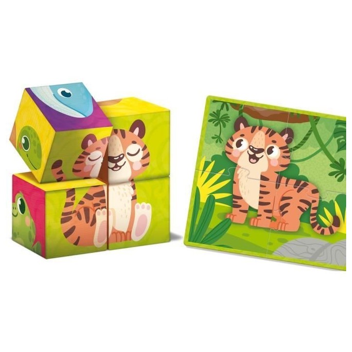 Jeu créatif 2-en-1 - LISCIANI - Montessori Baby Bois - Cubes et puzzle - Observation et dextérité - Bois et carton Jeu créatif 2-en-1 - LISCIANI - Montessori Baby Bois - Cubes et puzzle - Observation et dextérité - Bois et carton