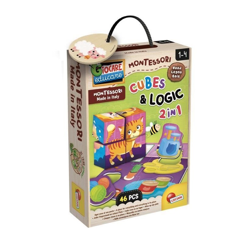 Jeu éducatif 2-en-1 - LISCIANI - Montessori Baby Bois - Cubes et logi Jeu éducatif 2-en-1 - LISCIANI - Montessori Baby Bois - Cubes et logi