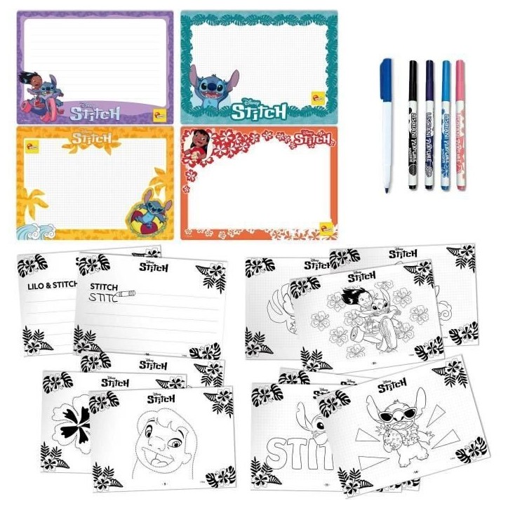 Kit de dessin - LISCIANIGIOCHI - STITCH - Feutres parfumés - Crayons decouleur, autocollants Kit de dessin - LISCIANIGIOCHI - STITCH - Feutres parfumés - Crayons decouleur, autocollants