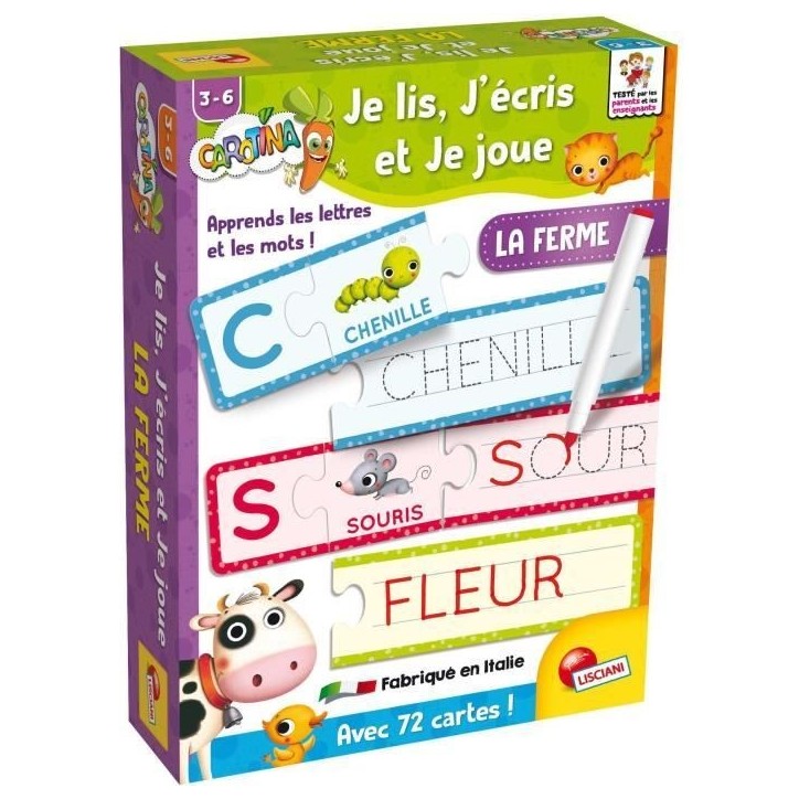 Je Lis, J'Écris et Je Joue - La Ferme - Jeu éducatif - CAROTINA BABY - Apprentissage de la lecture et de l'écriture Je Lis, J'Écris et Je Joue - La Ferme - Jeu éducatif - CAROTINA BABY - Apprentissage de la lecture et de l'écriture