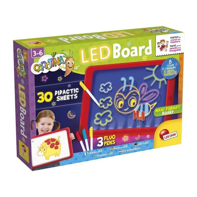 Tableau LED - LISCIANI - Carotina - Dessins lumineux - Feutres fluo - Tableau LED - LISCIANI - Carotina - Dessins lumineux - Feutres fluo -