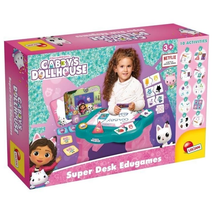 Table éducative - LISCIANI - Gabby's Dollhouse - Super Desk - Jeux logiques - Personnages animés - Activités ludiques Table éducative - LISCIANI - Gabby's Dollhouse - Super Desk - Jeux logiques - Personnages animés - Activités ludiques