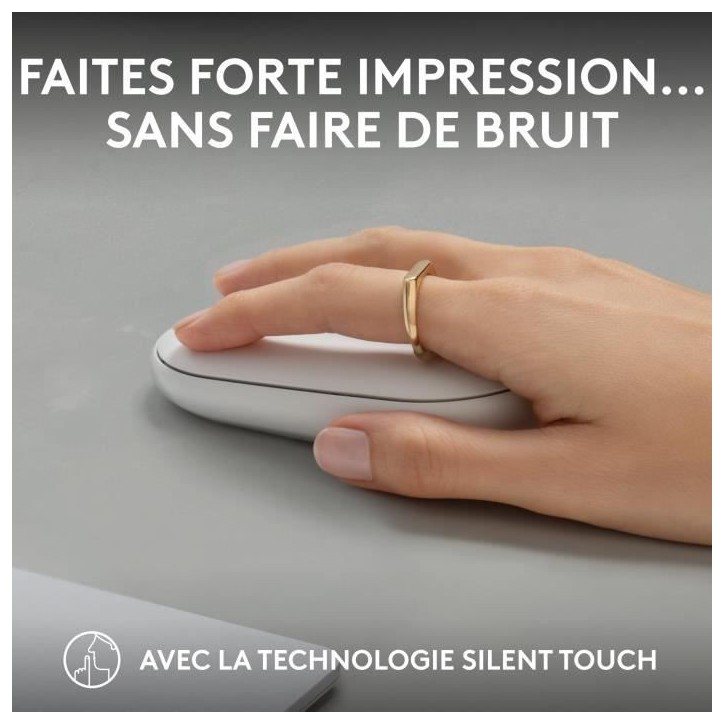 Souris - Sans fil - Logitech - Pebble Mouse 2 M350s - Blanche Souris - Sans fil - Logitech - Pebble Mouse 2 M350s - Blanche