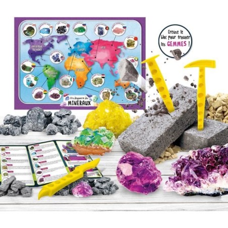 Découverte des minéraux - Kit Scientifique - I'M A GENIUS POCKET - Bloc a creuser