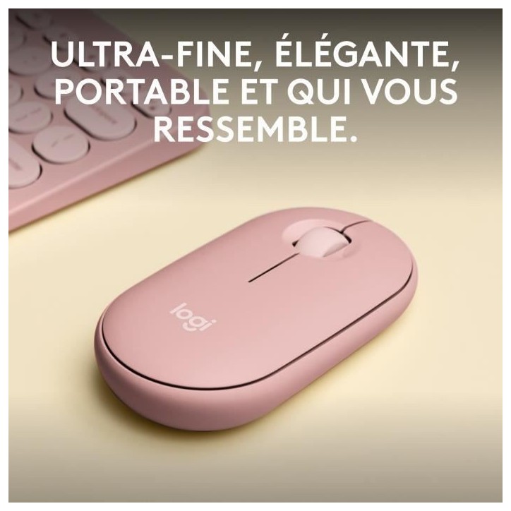 Souris - Sans fil - Logitech - Pebble Mouse 2 M350s - Rose Souris - Sans fil - Logitech - Pebble Mouse 2 M350s - Rose