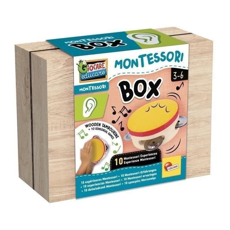 Jeu musical - LISCIANI - Montessori Box - L'ouie - Tambourin en bois - Jeu musical - LISCIANI - Montessori Box - L'ouie - Tambourin en bois -