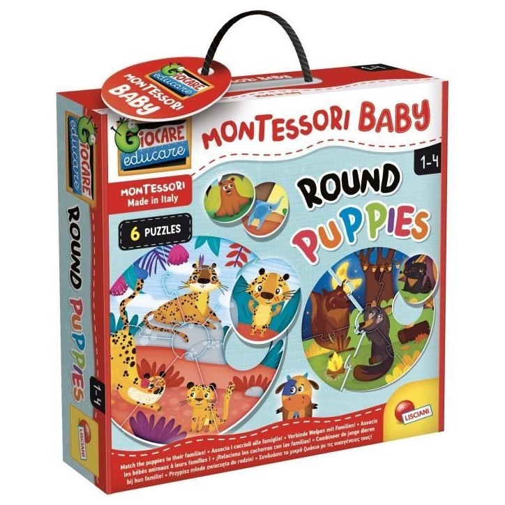 Jeu de logique - LISCIANI - Montessori Baby Round Puppies - Associer chiots et meres - Découverte des animaux Jeu de logique - LISCIANI - Montessori Baby Round Puppies - Associer chiots et meres - Découverte des animaux