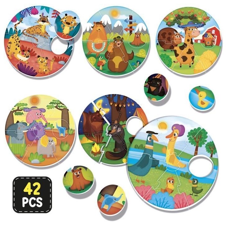 Jeu de logique - LISCIANI - Montessori Baby Round Puppies - Associer chiots et meres - Découverte des animaux Jeu de logique - LISCIANI - Montessori Baby Round Puppies - Associer chiots et meres - Découverte des animaux