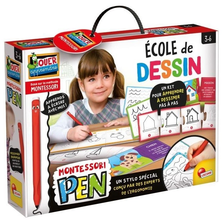 Kit de dessin - LISCIANI - Montessori Pen - École de dessin - Stylo ergonomique - Tableaux effaçables - Activités créatives Kit de dessin - LISCIANI - Montessori Pen - École de dessin - Stylo ergonomique - Tableaux effaçables - Activités créatives