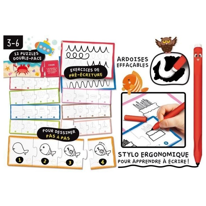 Kit de dessin - LISCIANI - Montessori Pen - École de dessin - Stylo ergonomique - Tableaux effaçables - Activités créatives Kit de dessin - LISCIANI - Montessori Pen - École de dessin - Stylo ergonomique - Tableaux effaçables - Activités créatives