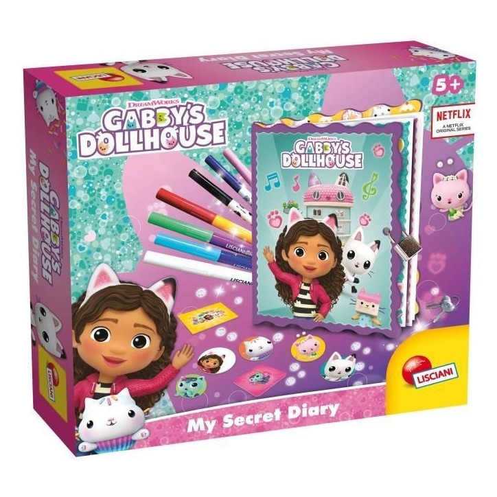 Journal secret - LISCIANI - Gabby's Dollhouse - Stylos magiques - Lampe UV et cadenas - Personnalisation créative Journal secret - LISCIANI - Gabby's Dollhouse - Stylos magiques - Lampe UV et cadenas - Personnalisation créative