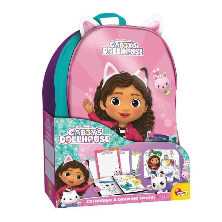 École de dessin - LISCIANI - Gabby's Dollhouse - Sac a dos créatif - Ardoises et autocollants - Portable et pratique