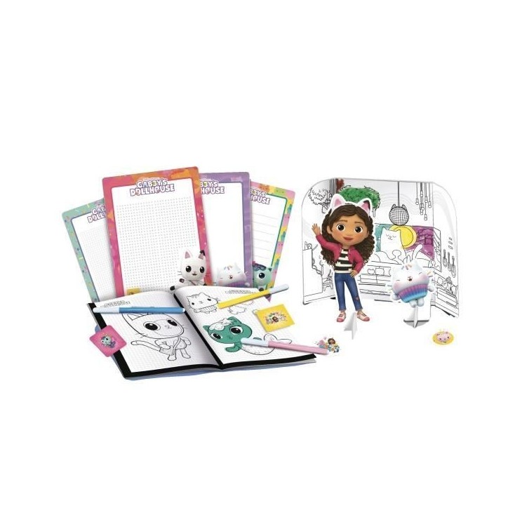 École de dessin - LISCIANI - Gabby's Dollhouse - Sac a dos créatif - Ardoises et autocollants - Portable et pratique