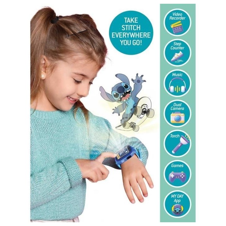 Montre Éducative - HI TECH - STITCH - Cadrans personnalisables, 5 Jeux interactifs Montre Éducative - HI TECH - STITCH - Cadrans personnalisables, 5 Jeux interactifs