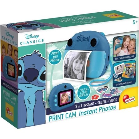 Appareil Photo Instantané - HI TECH - PRINT CAM - STITCH - Double objectif, effets et cadres, impression instantanée
