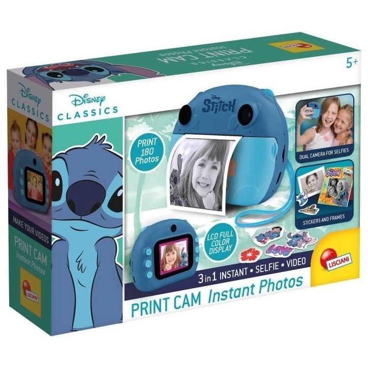 Appareil Photo Instantané - HI TECH - PRINT CAM - STITCH - Double objectif, effets et cadres, impression instantanée Appareil Photo Instantané - HI TECH - PRINT CAM - STITCH - Double objectif, effets et cadres, impression instantanée