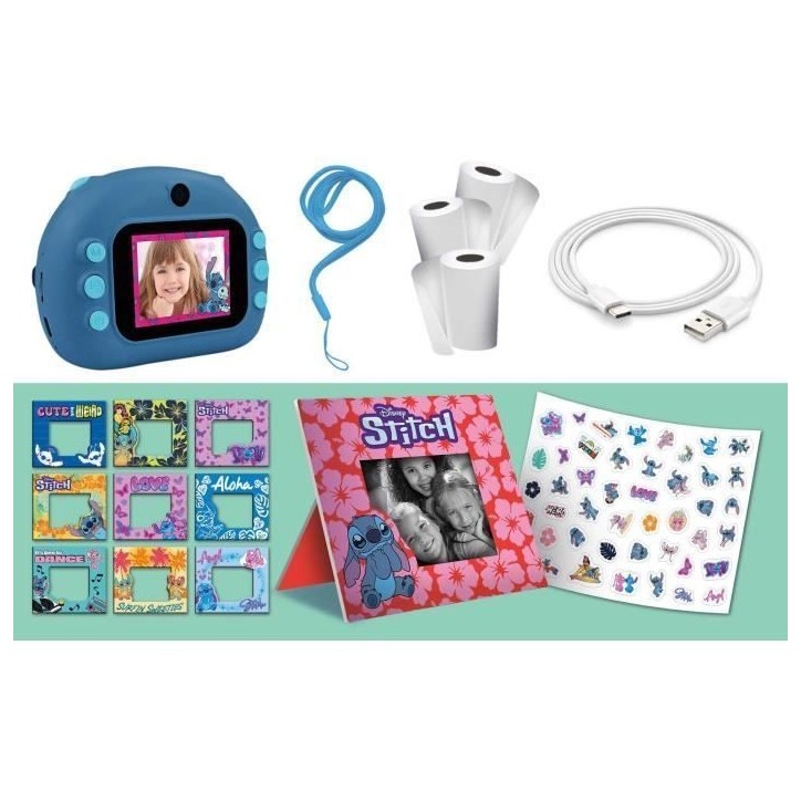 Appareil Photo Instantané - HI TECH - PRINT CAM - STITCH - Double objectif, effets et cadres, impression instantanée Appareil Photo Instantané - HI TECH - PRINT CAM - STITCH - Double objectif, effets et cadres, impression instantanée