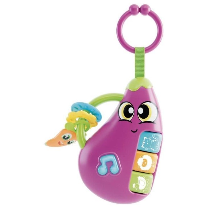 Aubergine - Hochet électronique - CAROTINA BABY - Mélodies et bruits d'animaux, Anneaux de dentition Aubergine - Hochet électronique - CAROTINA BABY - Mélodies et bruits d'animaux, Anneaux de dentition