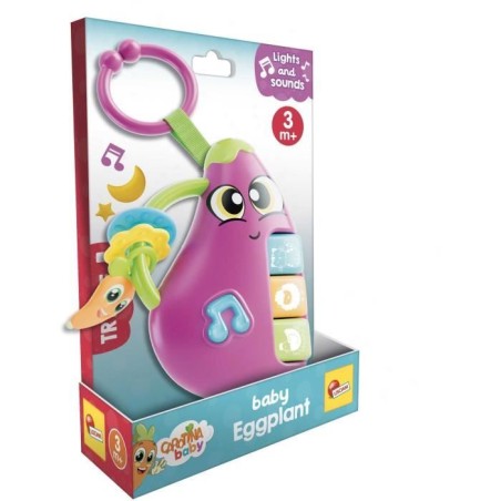 Aubergine - Hochet électronique - CAROTINA BABY - Mélodies et bruits d'animaux, Anneaux de dentition