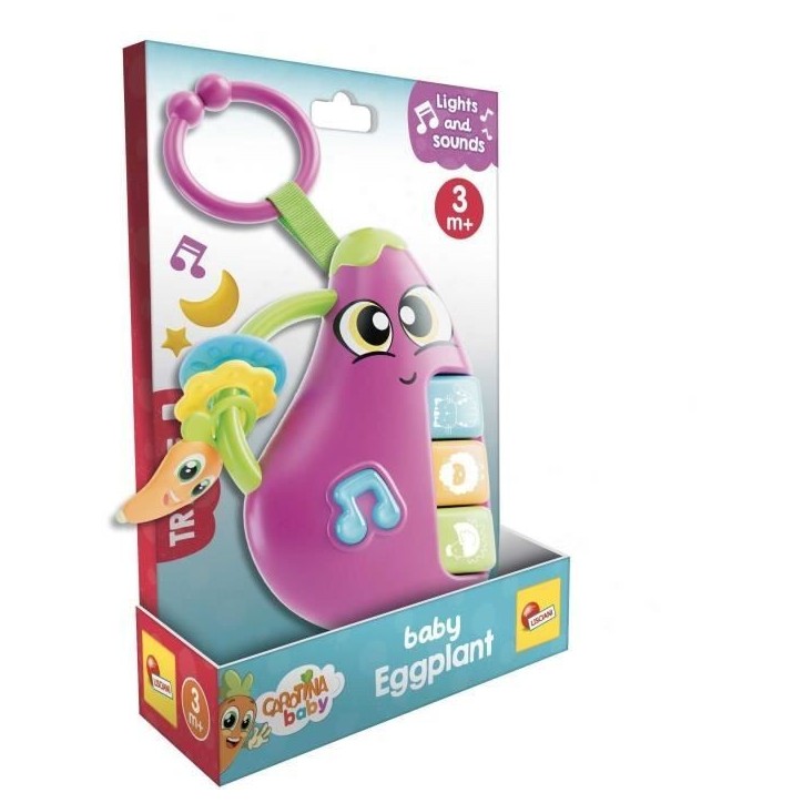 Aubergine - Hochet électronique - CAROTINA BABY - Mélodies et bruits d'animaux, Anneaux de dentition Aubergine - Hochet électronique - CAROTINA BABY - Mélodies et bruits d'animaux, Anneaux de dentition