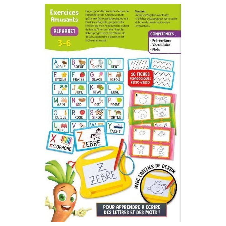 Alphabet - Mini ardoise magique - CAROTINA - Apprentissage de l'alphabet