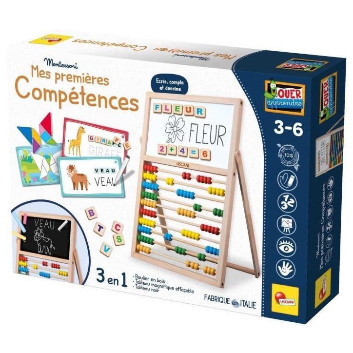 Mes premieres compétences chevalet - Jeu Montessori - MONTESSORI - Tableau Double Face, Lettres et Chiffres Magnétiques Mes premieres compétences chevalet - Jeu Montessori - MONTESSORI - Tableau Double Face, Lettres et Chiffres Magnétiques