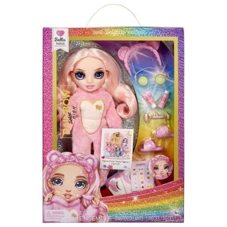 Junior High Pyjama Party - Poupée mannequin articulée 22cm - Bella (rose) - Nombreux accessoires - a partir de 4 ans