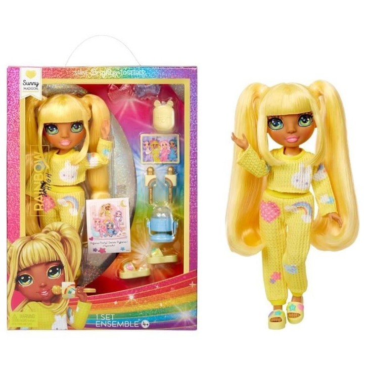Junior High Pyjama Party - Poupée mannequin articulée 22 cm - Sunny (Jaune) - Nombreux accessoires - a partir de 4 ans Junior High Pyjama Party - Poupée mannequin articulée 22 cm - Sunny (Jaune) - Nombreux accessoires - a partir de 4 ans