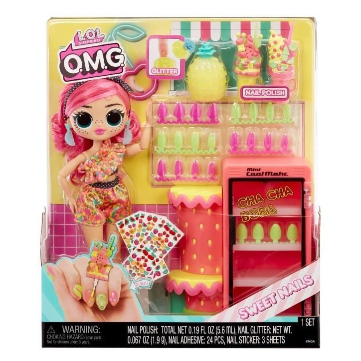 L.O.L. Surprise OMG Sweet Nails™ - Bar a ongles - Poupée mannequin Pinky Pops Fruit Shop - Theme Fruit - A partir de 4 ans L.O.L. Surprise OMG Sweet Nails™ - Bar a ongles - Poupée mannequin Pinky Pops Fruit Shop - Theme Fruit - A partir de 4 ans