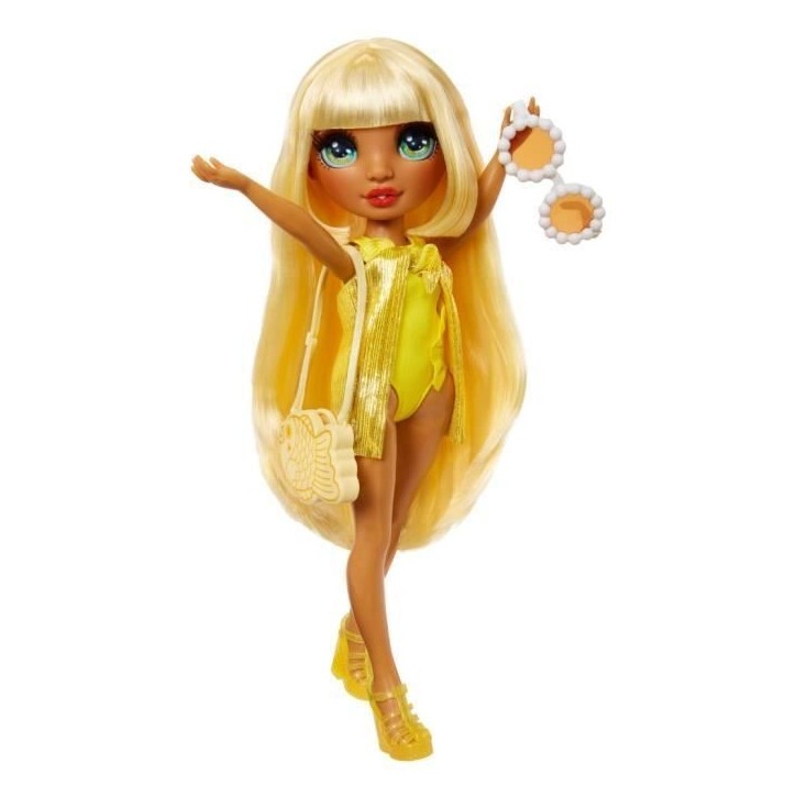 Rainbow High Swim & Style - Poupée mannequin ariculée 27 cm - Sunny (Jaune) - Maillot de bain + Paréo - a partir de 4 ans Rainbow High Swim & Style - Poupée mannequin ariculée 27 cm - Sunny (Jaune) - Maillot de bain + Paréo - a partir de 4 ans