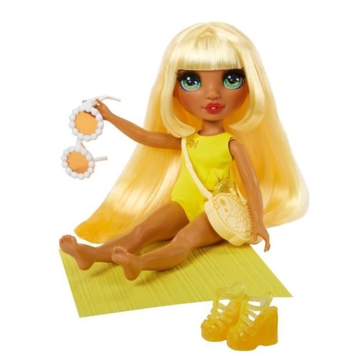 Rainbow High Swim & Style - Poupée mannequin ariculée 27 cm - Sunny (Jaune) - Maillot de bain + Paréo - a partir de 4 ans Rainbow High Swim & Style - Poupée mannequin ariculée 27 cm - Sunny (Jaune) - Maillot de bain + Paréo - a partir de 4 ans