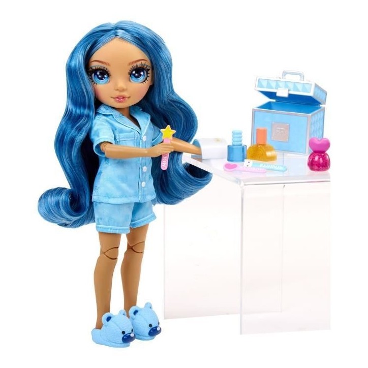 Junior High Pyjama Party - Poupée mannequin articulée 22 cm - Skyler (Bleue) - Nombreux accessoires - a partir de 4 ans