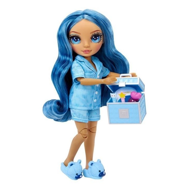 Junior High Pyjama Party - Poupée mannequin articulée 22 cm - Skyler (Bleue) - Nombreux accessoires - a partir de 4 ans