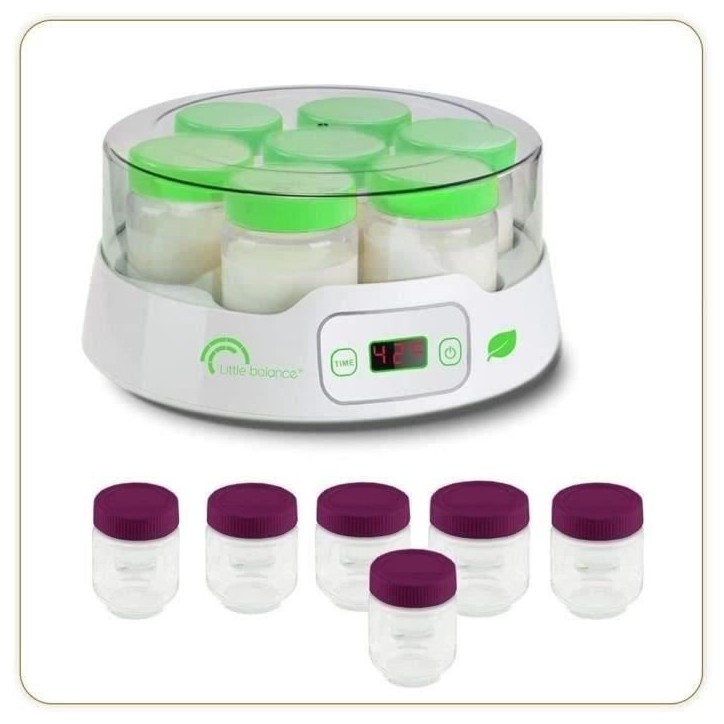 Yaourtiere LITTLE BALANCE - Capacité 7 pots de 190ml + 6 pots additionnels - Programmable jusqu'a 14h - 20W Yaourtiere LITTLE BALANCE - Capacité 7 pots de 190ml + 6 pots additionnels - Programmable jusqu'a 14h - 20W