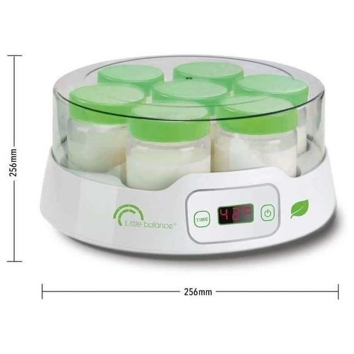Yaourtiere LITTLE BALANCE - Capacité 7 pots de 190ml + 6 pots additionnels - Programmable jusqu'a 14h - 20W Yaourtiere LITTLE BALANCE - Capacité 7 pots de 190ml + 6 pots additionnels - Programmable jusqu'a 14h - 20W