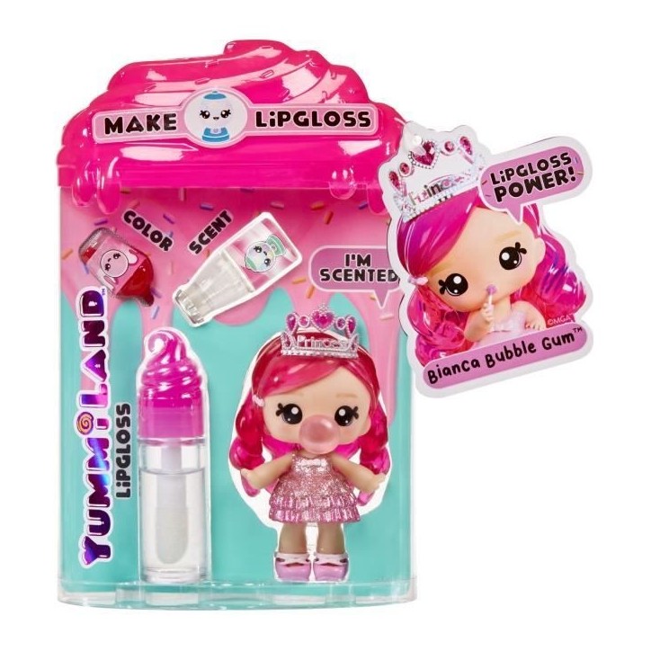 Yummiland - 1 poupée 10 cm et un gloss pailleté a créer - Bianca - Goût Chewing Gum - Des 4ans Yummiland - 1 poupée 10 cm et un gloss pailleté a créer - Bianca - Goût Chewing Gum - Des 4ans