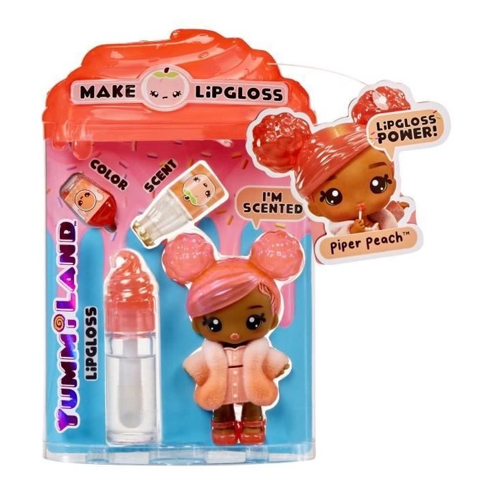 Yummiland - 1 poupée 10 cm et un gloss pailleté a créer - Piper - Goût Peche - Des 4ans Yummiland - 1 poupée 10 cm et un gloss pailleté a créer - Piper - Goût Peche - Des 4ans