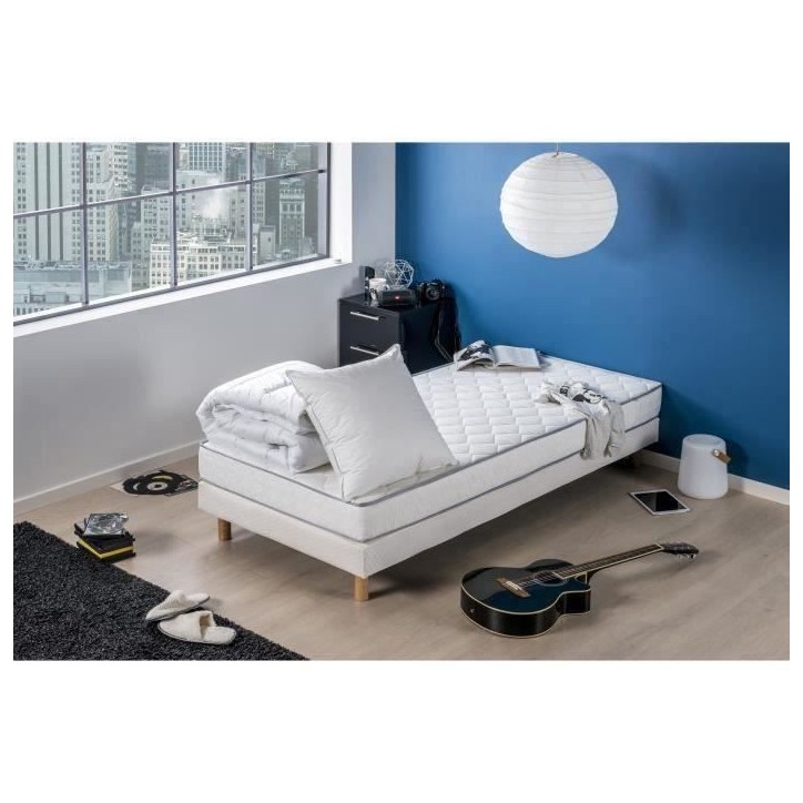 Pack Matelas 90x190 + Couette 140x200 + Oreiller 60x60 - Mousse - 16 cm - Ferme - DEKO DREAM Star Pack Matelas 90x190 + Couette 140x200 + Oreiller 60x60 - Mousse - 16 cm - Ferme - DEKO DREAM Star