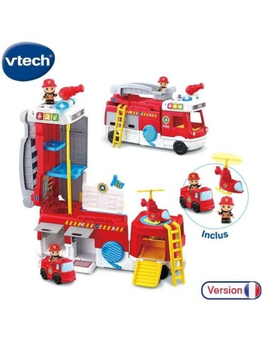 VTECH - Tut Tut Copains - Super Camion Caserne de Pompiers - 2 en 1 - Rond Magique - Mixte - 12 mois+