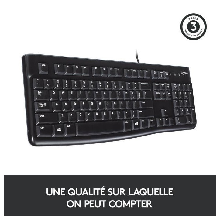 Clavier - Filaire - Logitech - K120 Business - AZERTY - Noir Clavier - Filaire - Logitech - K120 Business - AZERTY - Noir
