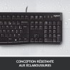 Clavier - Filaire - Logitech - K120 Business - AZERTY - Noir
